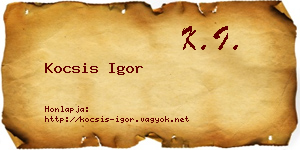 Kocsis Igor névjegykártya